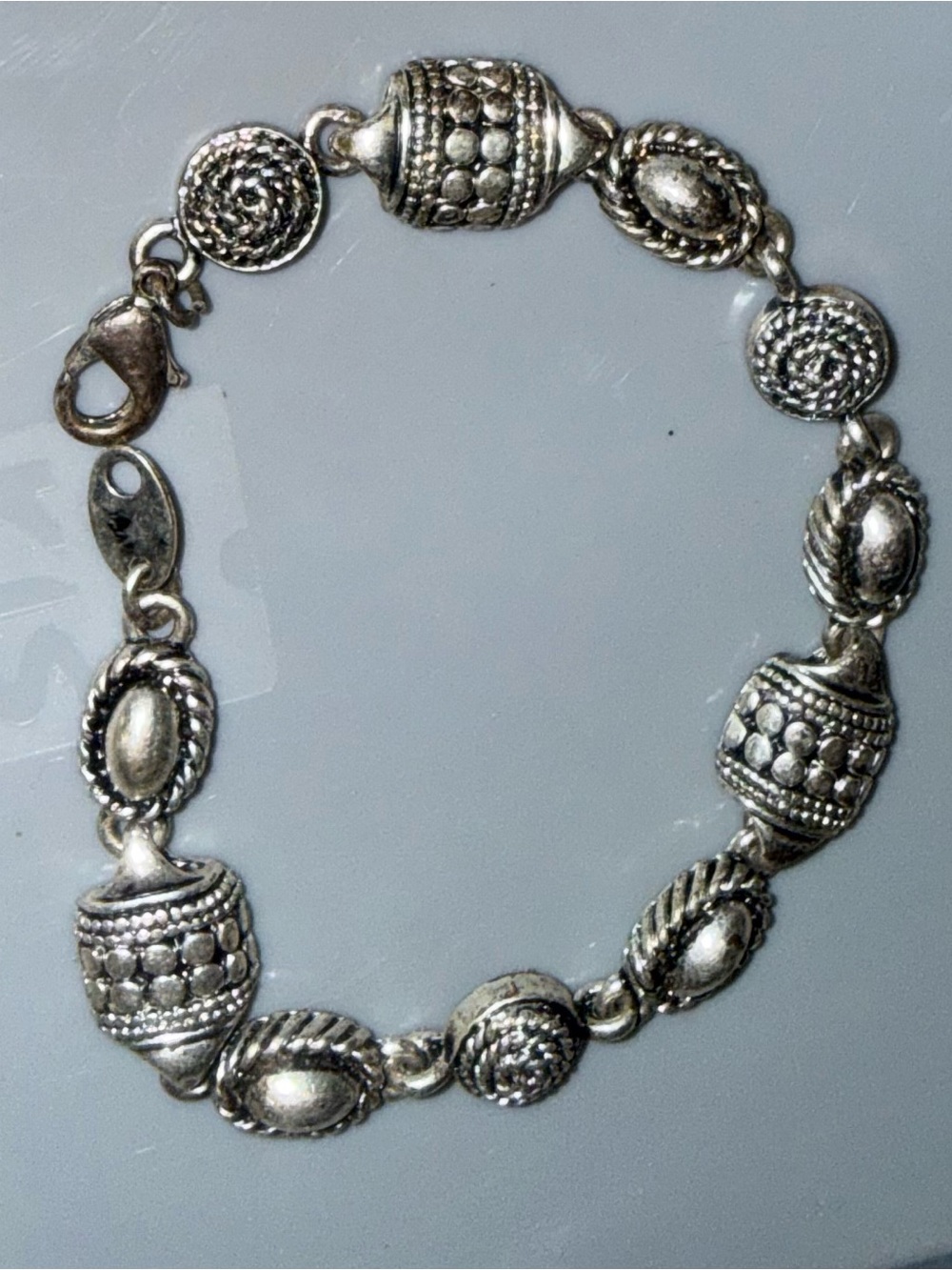 Avon- Sterling-Style Textured Silver Bead Chain Bracelet - Women's Jewelry 7’
